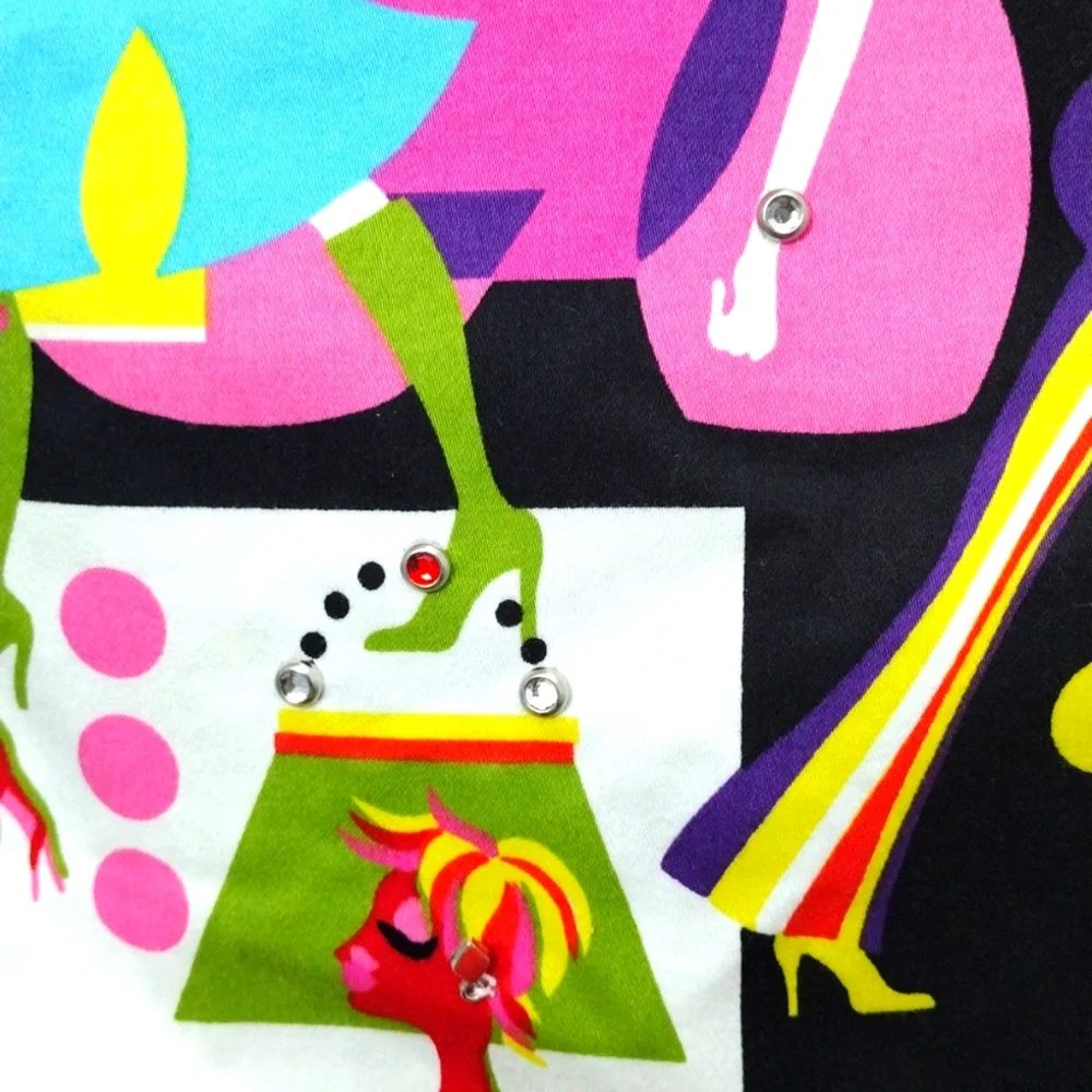 ANDREA VICCARO Cotton Stretch Multi-Colored Pencil Embellished Skirt Size 12 - Picture 7 of 9